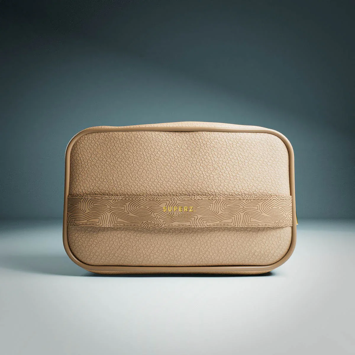Premium vegan leather cosmetic bag - beige - Image 6